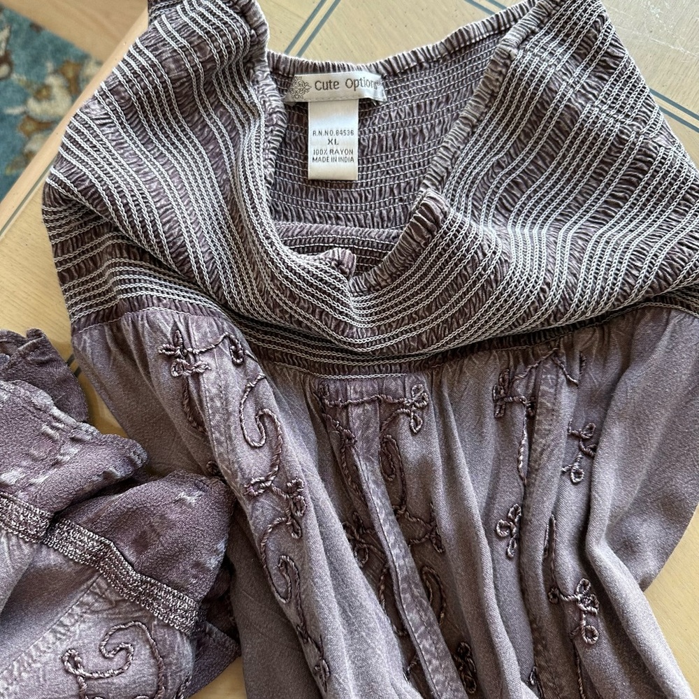 NWOT Strapless Tube Top Maxi Dress Embroidered Plum Sz XL Fits Most - Picture 8 of 9